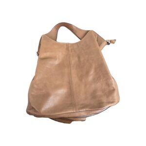 Merci Marie Camel Made In Italy Leather Bag Side Zip Shoulder Purse Boho Hippie